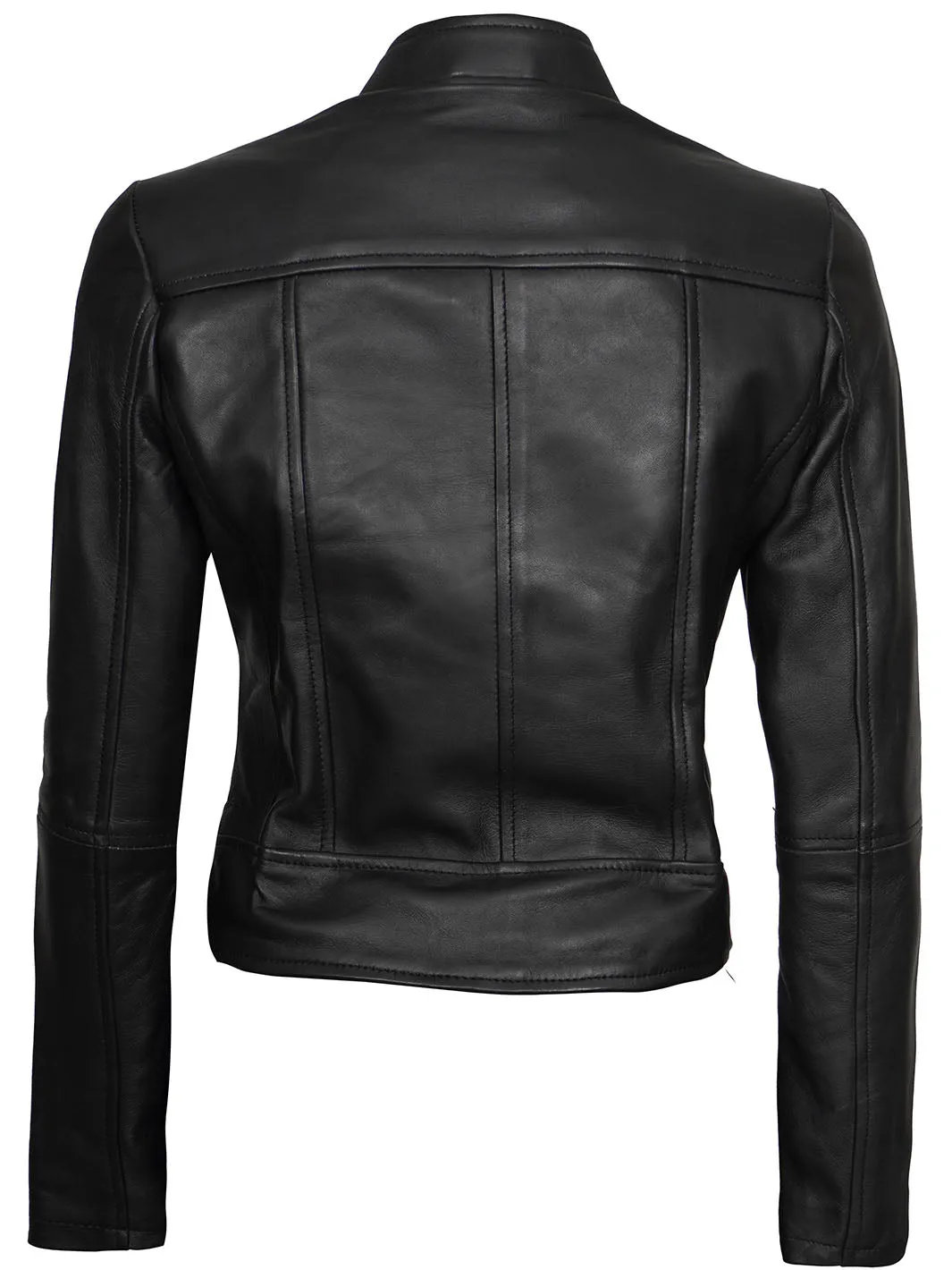 Amy Womens Black Cafe Racer Leather Jacket