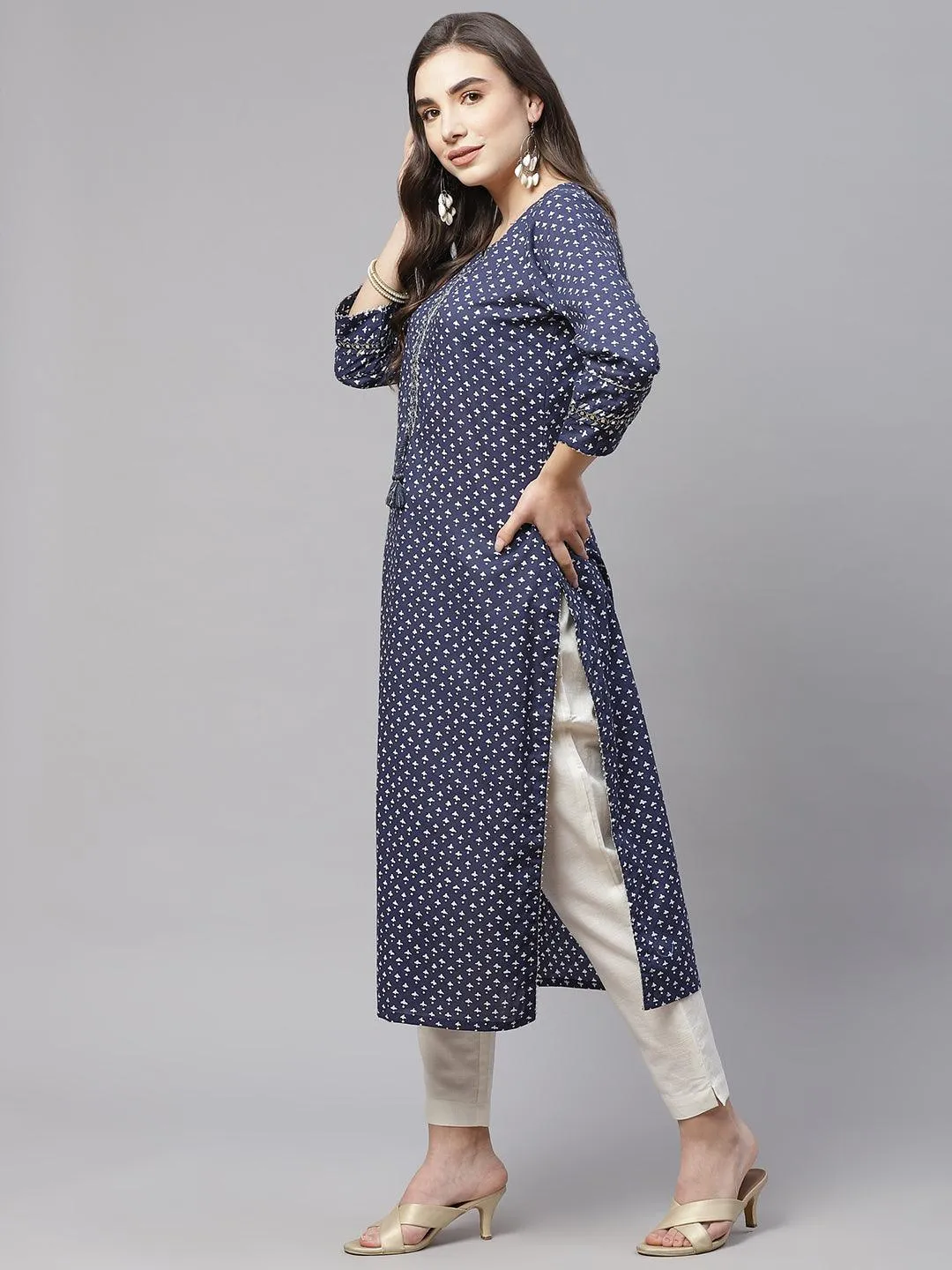Divena Indigo Cotton Straight Kurti