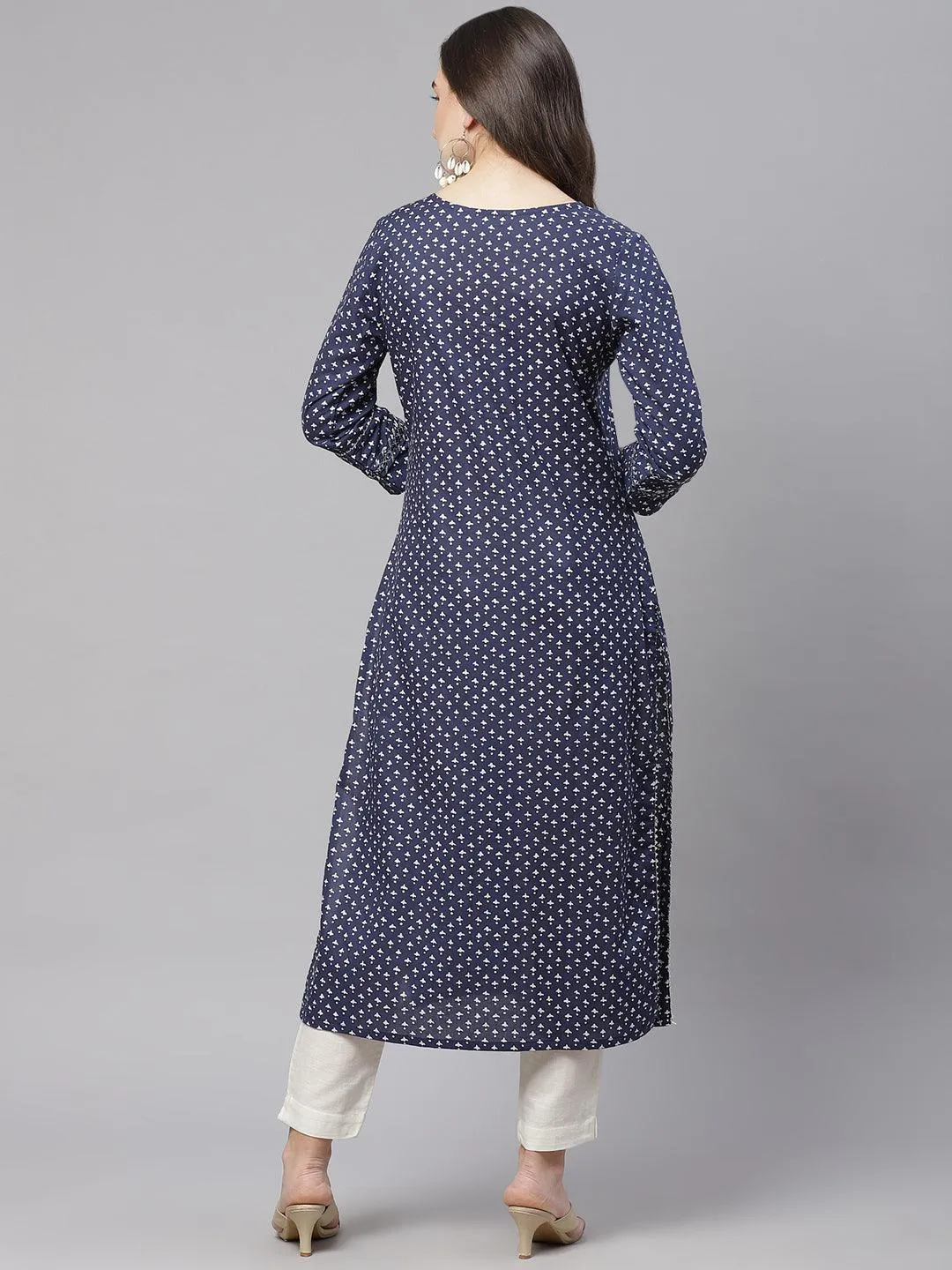 Divena Indigo Cotton Straight Kurti