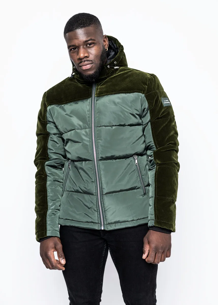 DOWN JACKET - ARMY GREEN VELVET