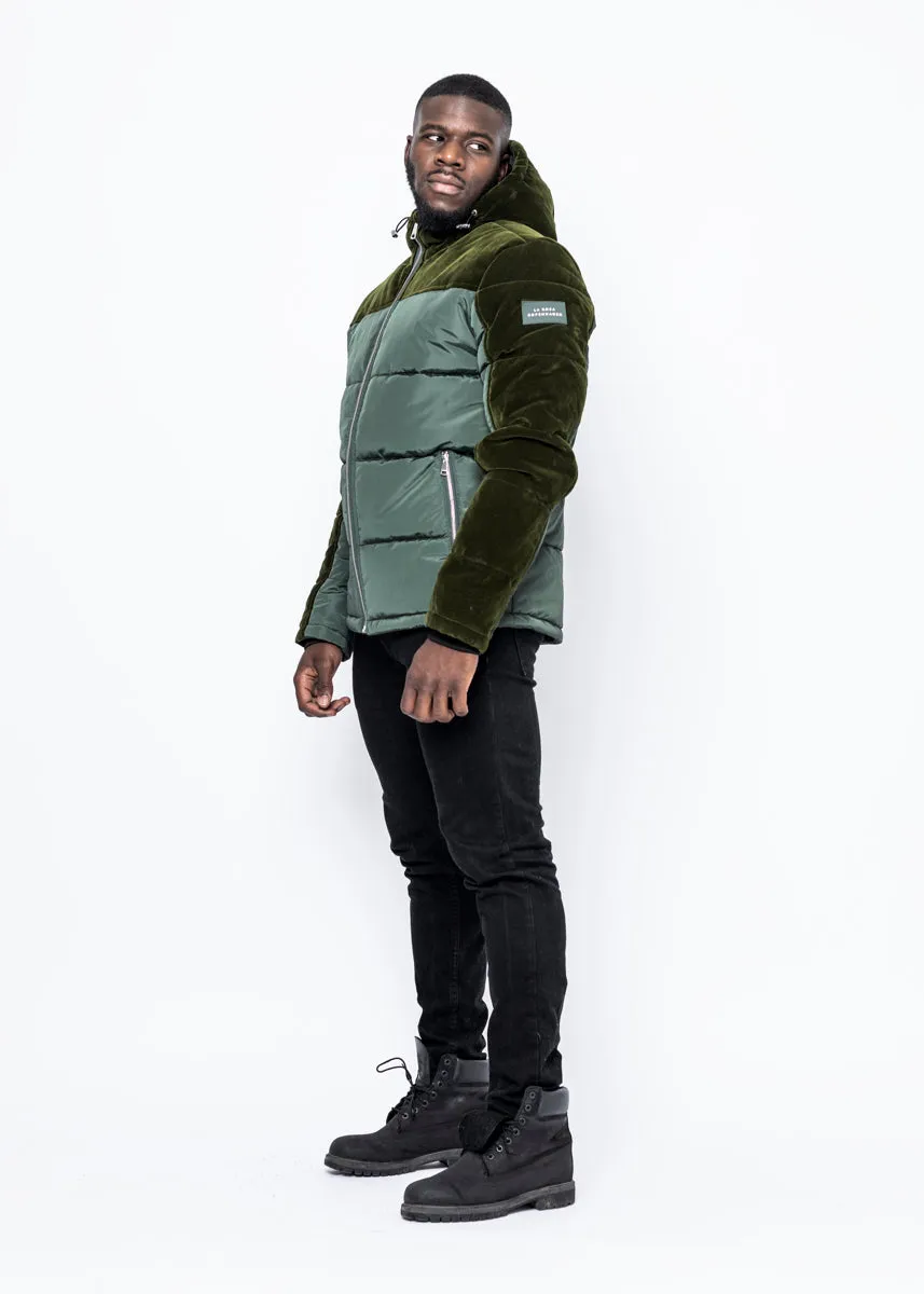 DOWN JACKET - ARMY GREEN VELVET