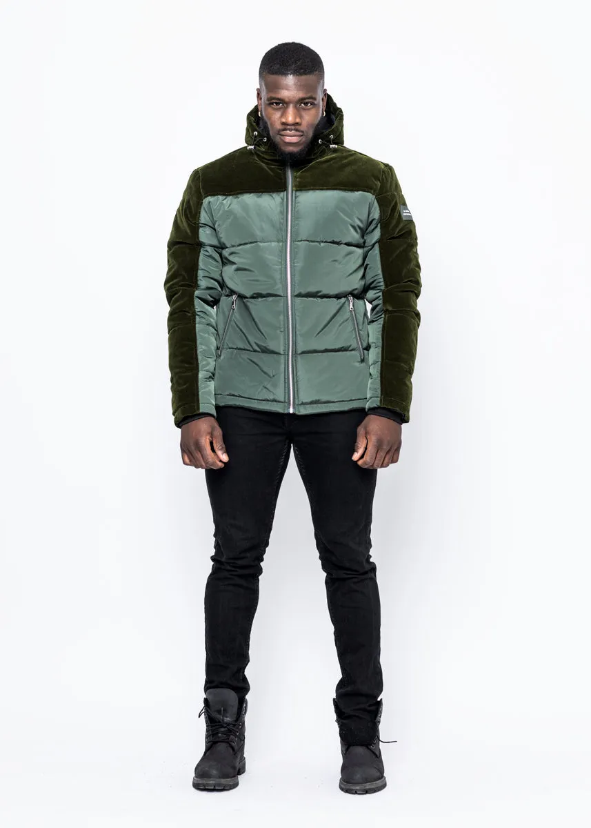 DOWN JACKET - ARMY GREEN VELVET