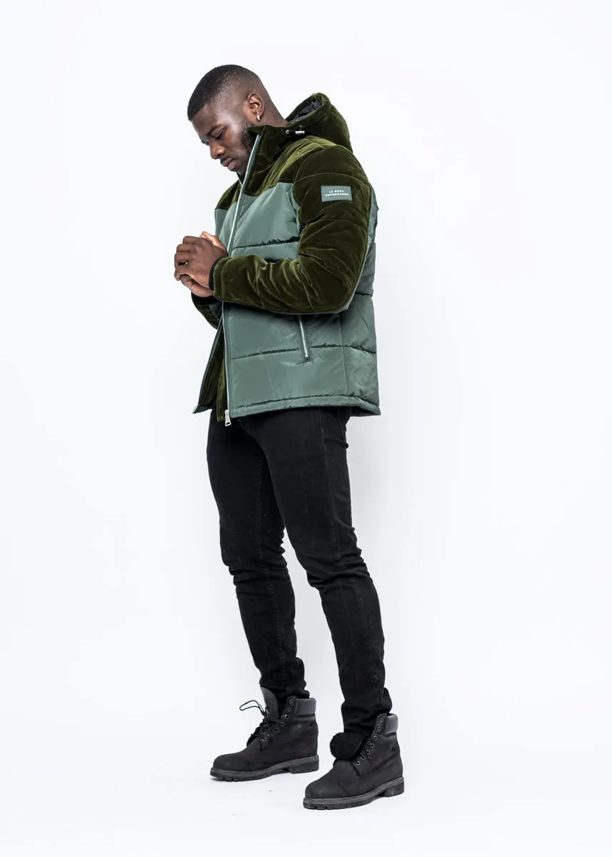 DOWN JACKET - ARMY GREEN VELVET