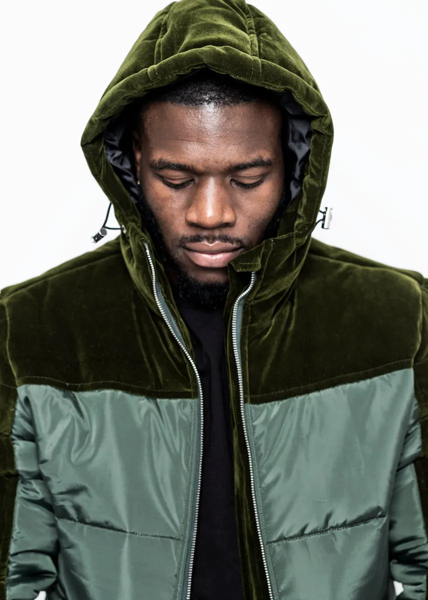 DOWN JACKET - ARMY GREEN VELVET