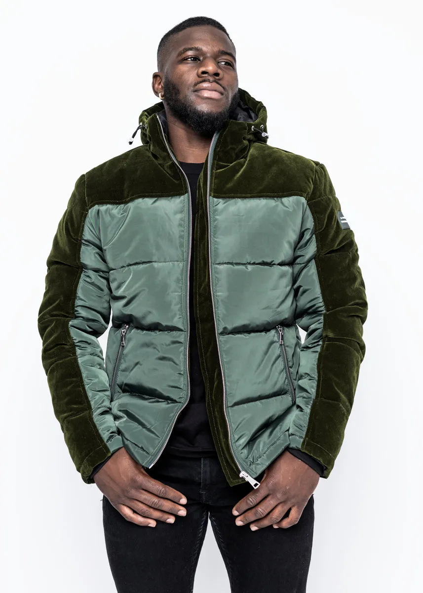 DOWN JACKET - ARMY GREEN VELVET