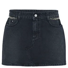 Falabella Chain Black Denim Mini Skirt