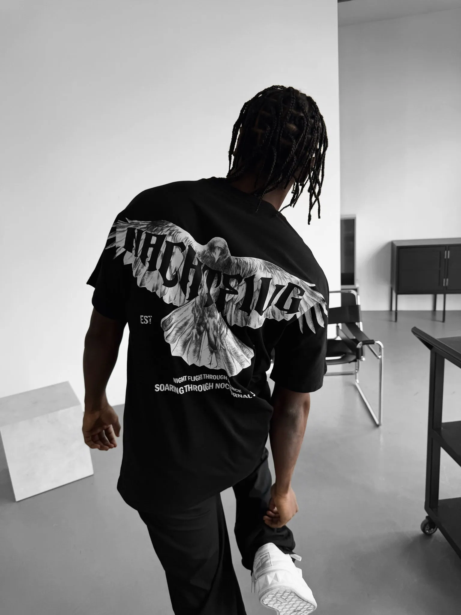 Oversize "Nachtflug" T-Shirt - Black