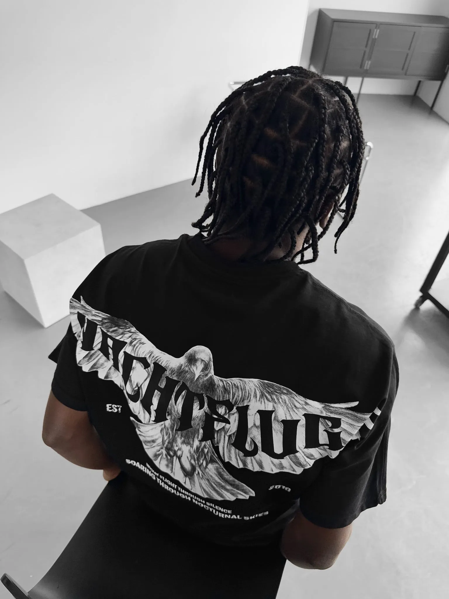 Oversize "Nachtflug" T-Shirt - Black