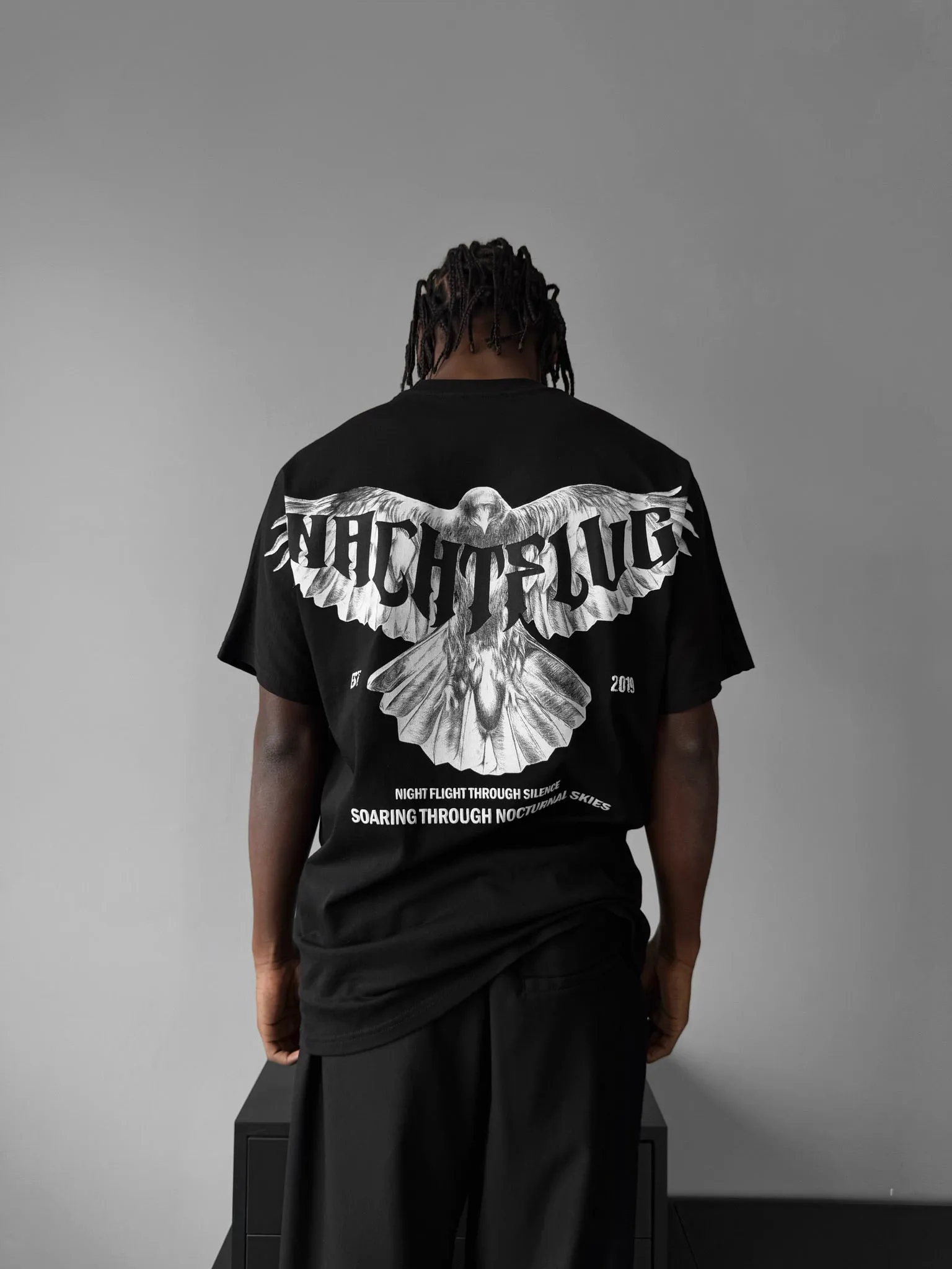 Oversize "Nachtflug" T-Shirt - Black