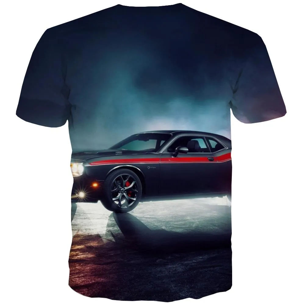 Racing Car T-shirt Men Metal Tshirts Cool City T shirts Funny Gray T-shirts 3d Retro Tshirt Printed
