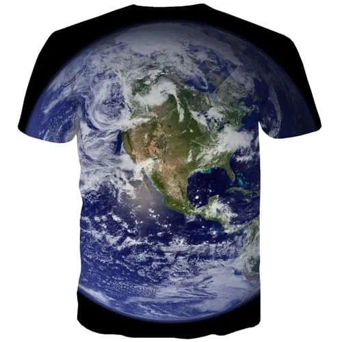 World Map T shirts Men Galaxy Space Tshirts Casual Earth Tshirt Anime Blue Tshirts Cool Gothic T-shirts 3d Short Sleeve